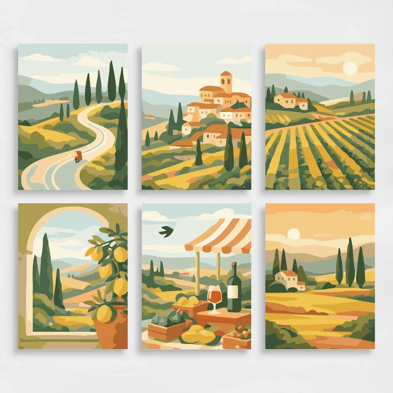 Tuscan Countryside - Mini Paint by Numbers Set