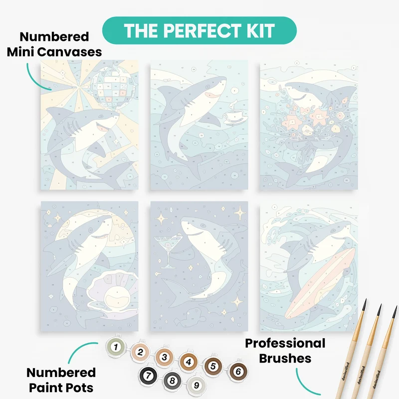 Sharks - Mini Paint by Numbers Set