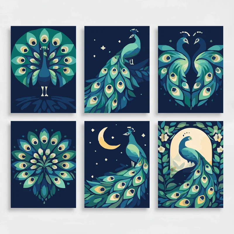 Peacocks - Mini Paint by Numbers Set