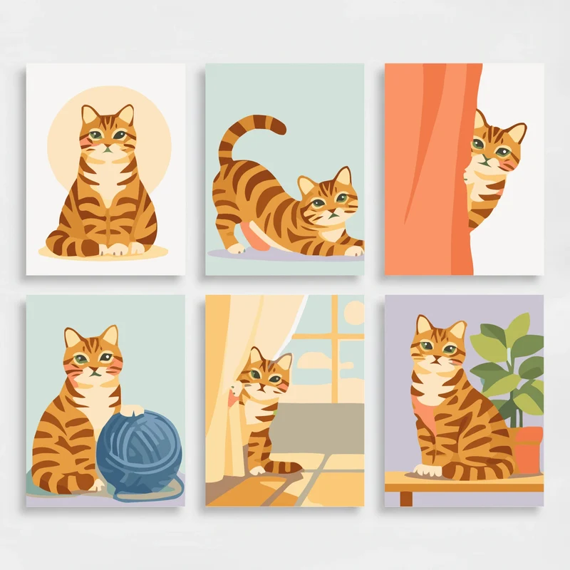 Tabby Cats - Mini Paint by Numbers Set