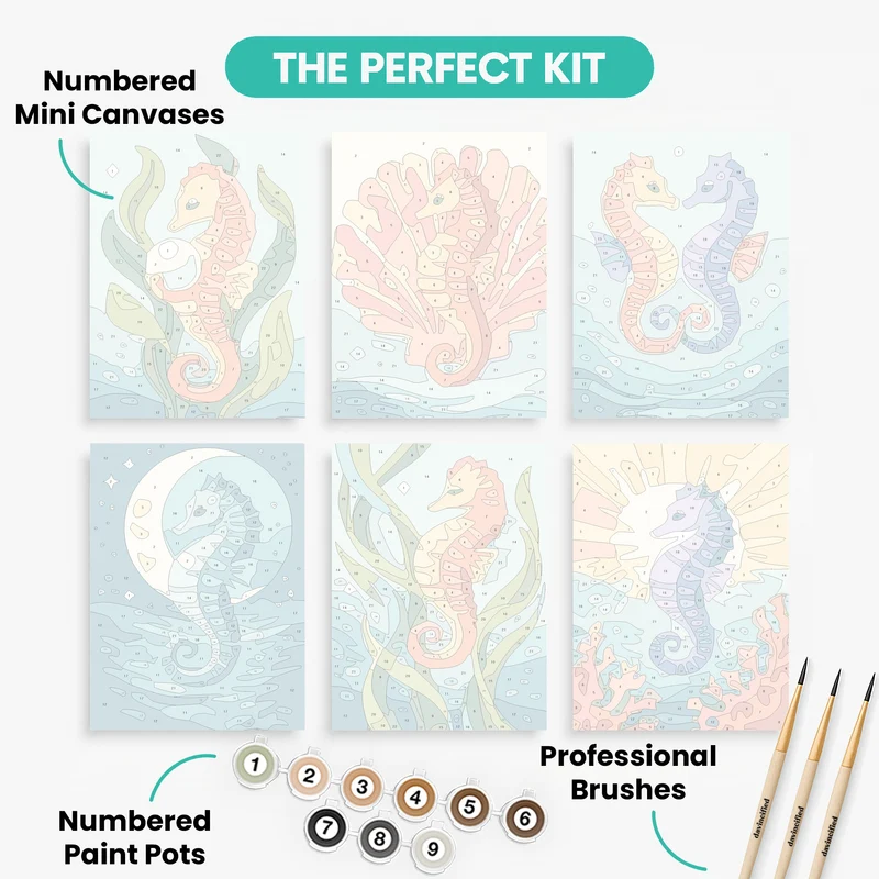 Seahorses - Mini Paint by Numbers Set