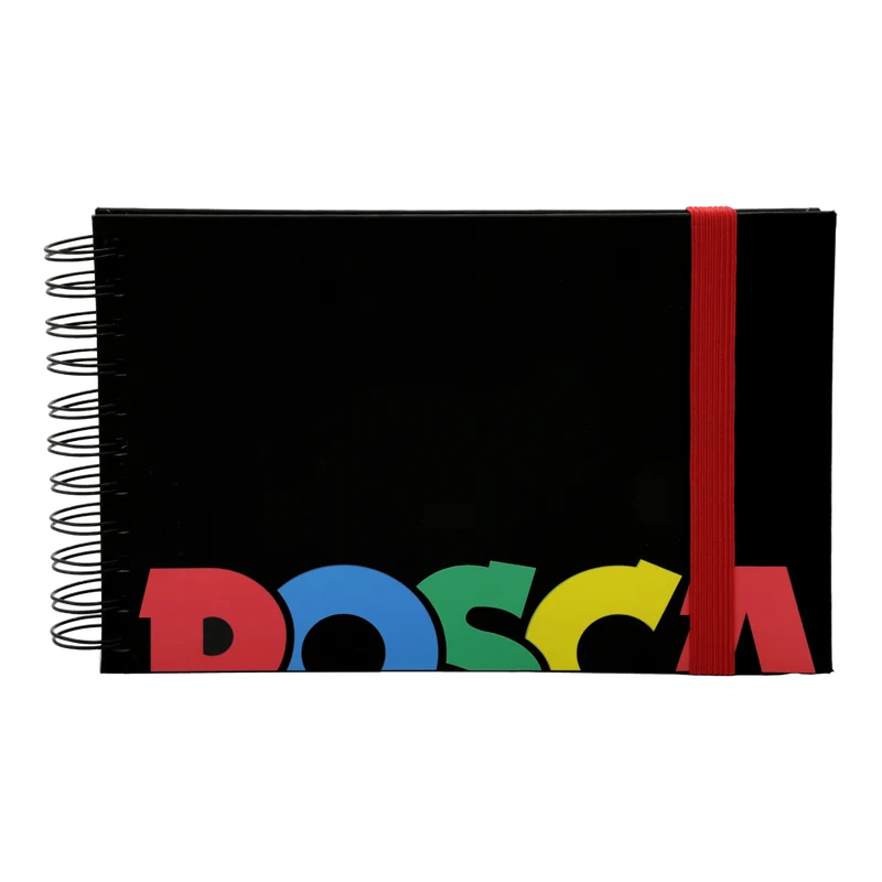 Skicár Posca, čierny, A5, mix 3 farieb papiera