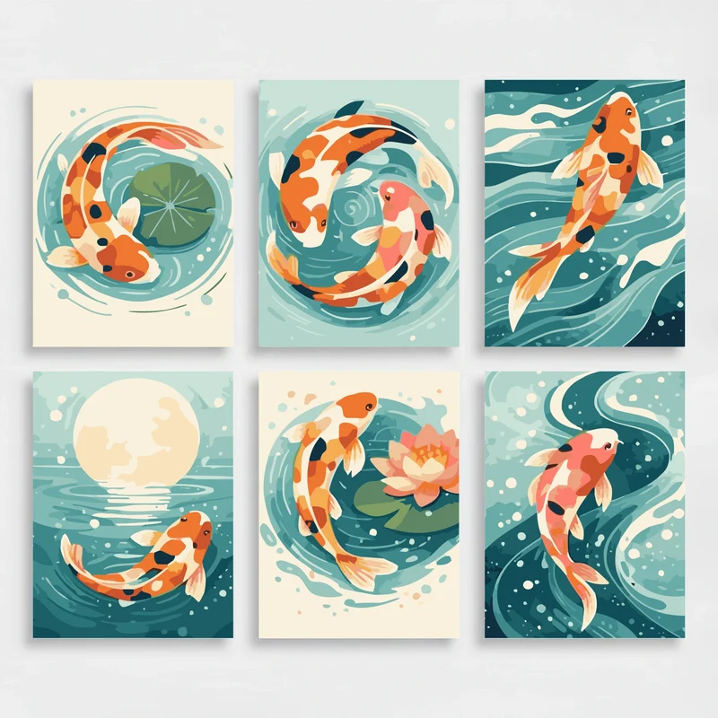 Koi Fish - Mini Paint by Numbers Set