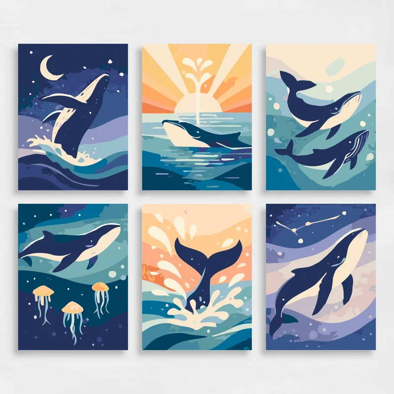 Whales - Mini Paint by Numbers Set