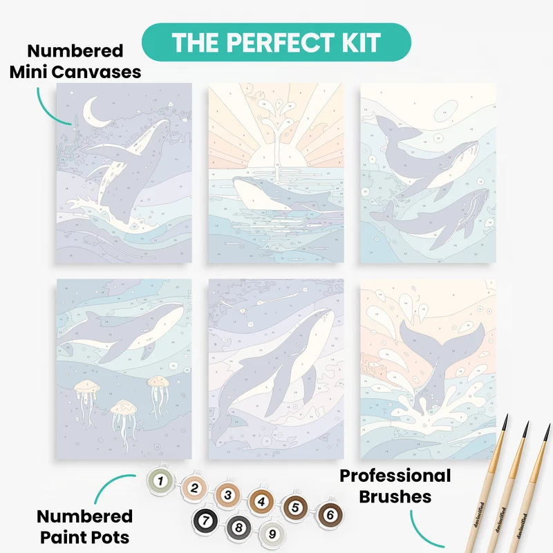 Whales - Mini Paint by Numbers Set
