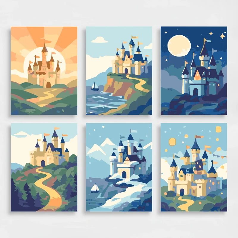 Fairytale Castles - Mini Paint by Numbers Set