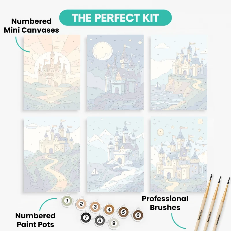 Fairytale Castles - Mini Paint by Numbers Set