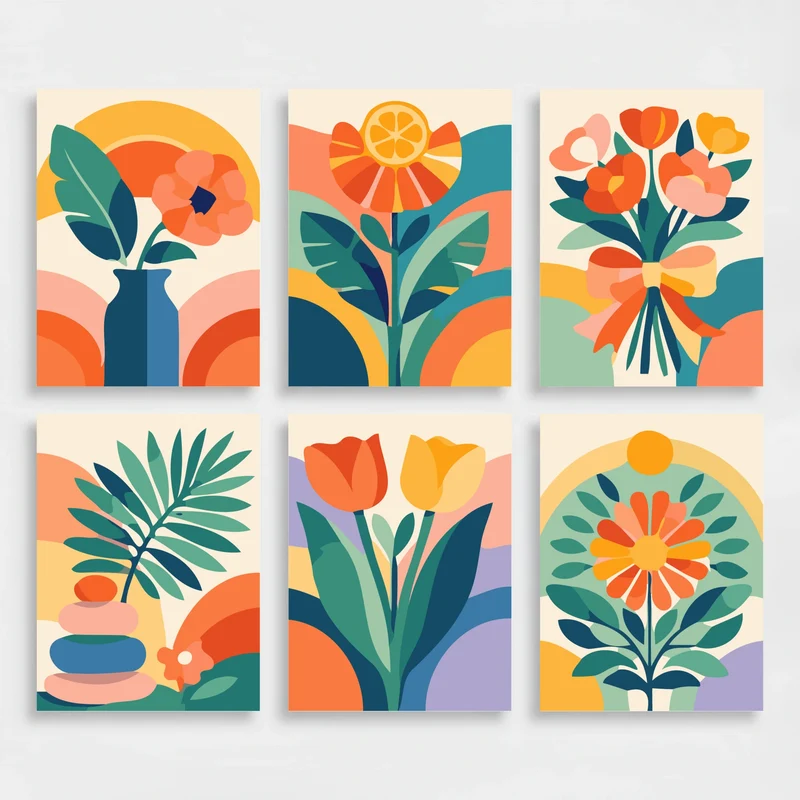 Colourful Floral - Mini Paint by Numbers Set