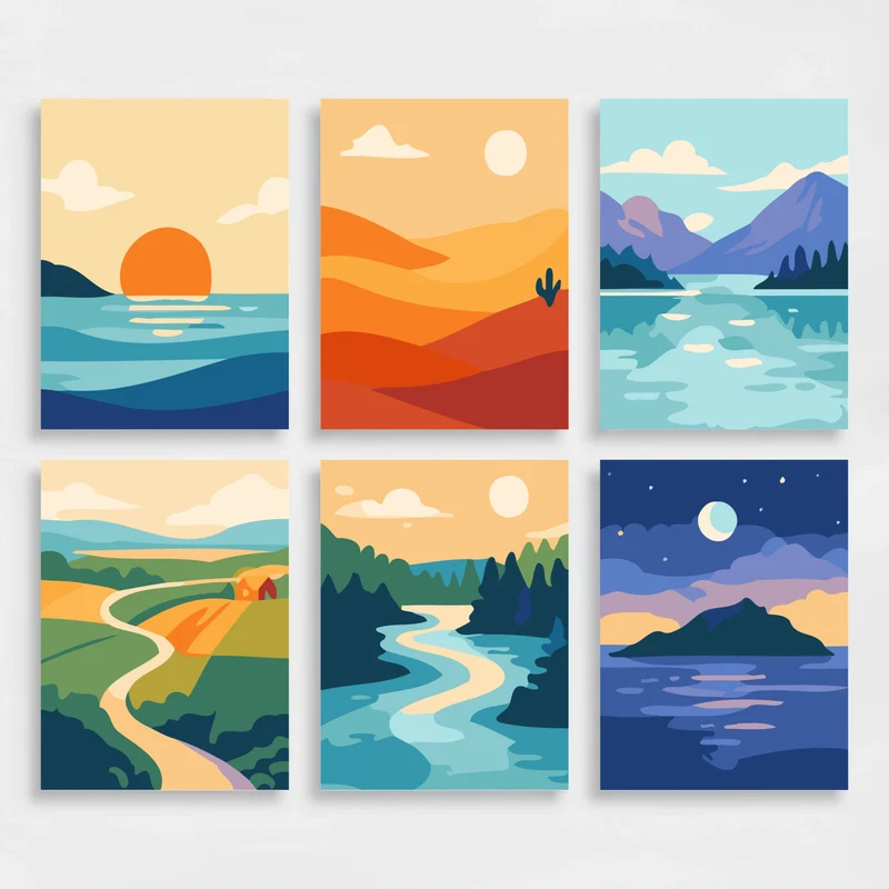 Serene Landscapes - Mini Paint by Numbers Set
