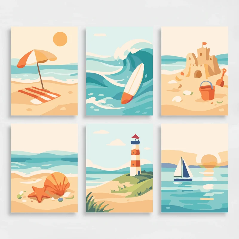 Beaches - Mini Paint by Numbers Set