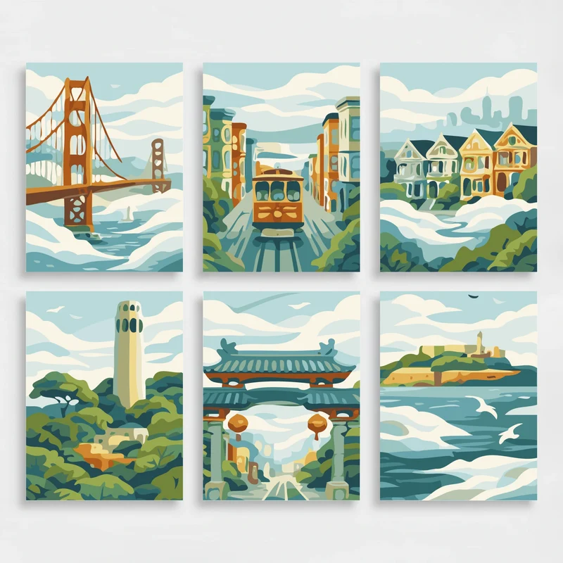San Francisco - Mini Paint by Numbers Set