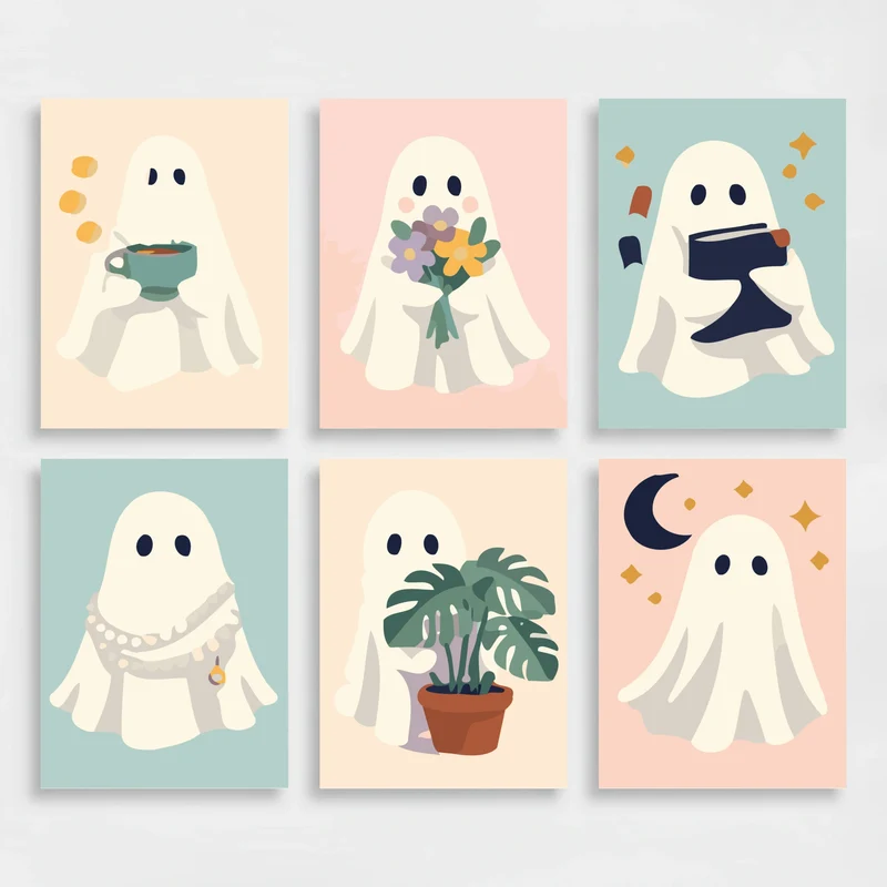 Friendly Ghosts - Mini Paint by Numbers Set