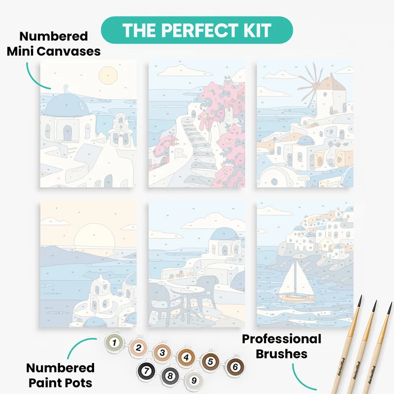 Greek Coastal Dreams - Mini Paint by Numbers Set