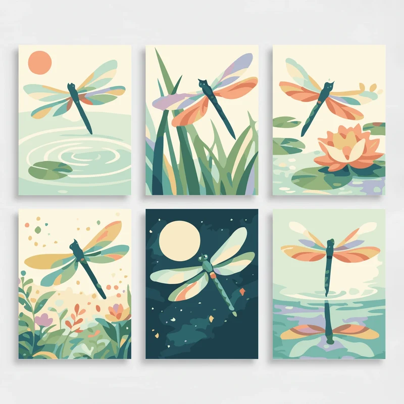 Dragonflies - Mini Paint by Numbers Set