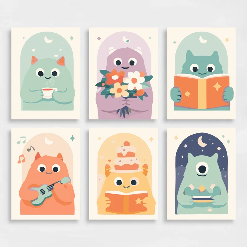 Adorable Monsters - Mini Paint by Numbers Set