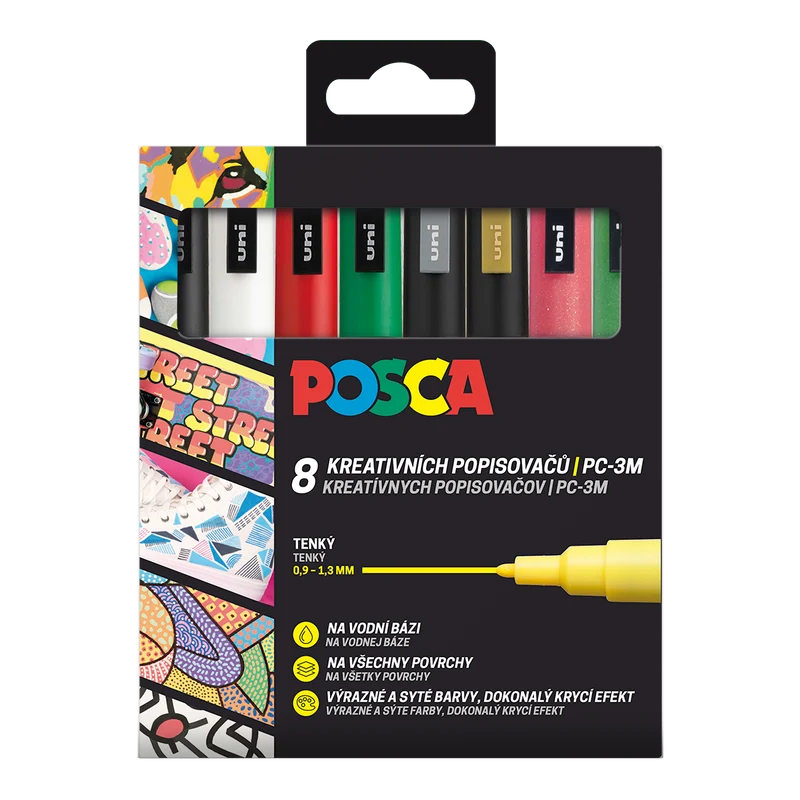 Комплект маркери Posca PC-3M CHRISTMAS 0,9 - 1,3 mm - 8 бр.