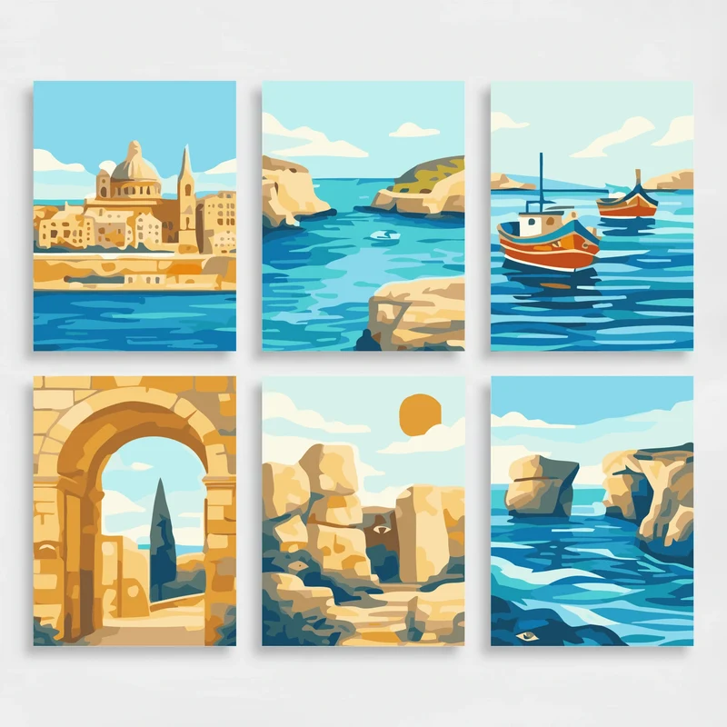 Malta Coastal Dreams - Mini Paint by Numbers Set