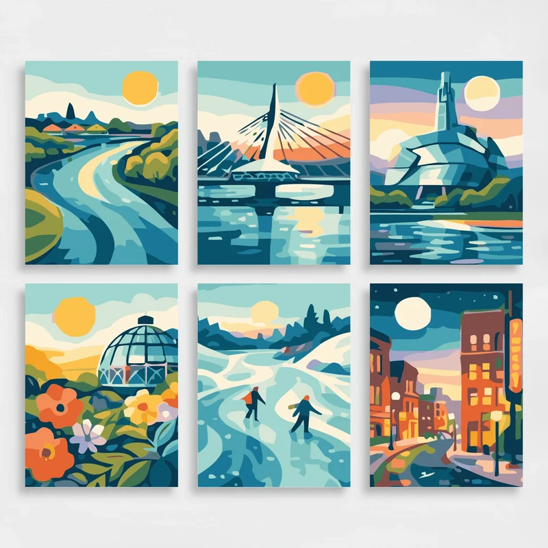 Winnipeg Cityscape - Mini Paint by Numbers Set