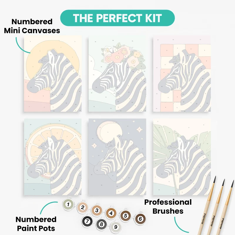 Zebras - Mini Paint by Numbers Set
