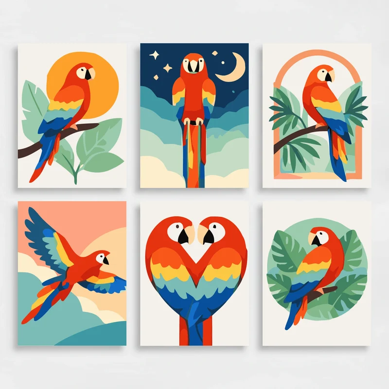 Macaws - Mini Paint by Numbers Set