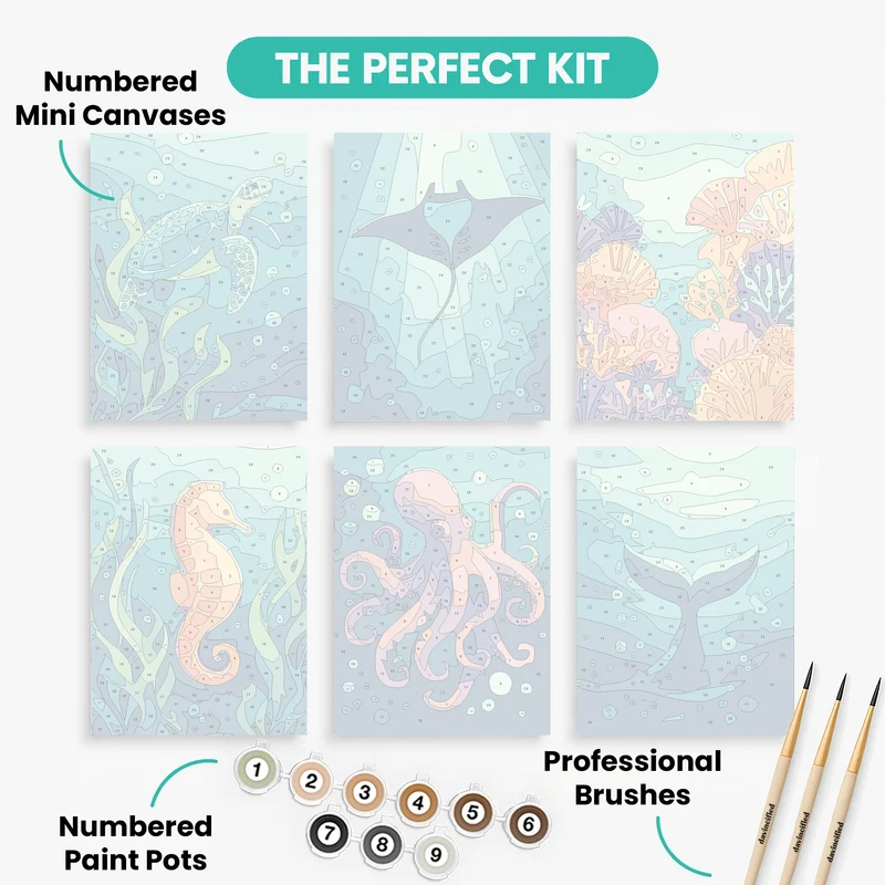 Underwater Scenes - Mini Paint by Numbers Set