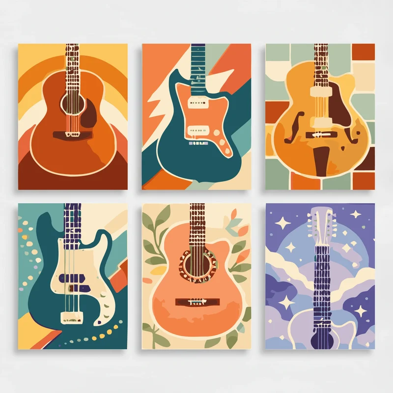 Guitars - Mini Paint by Numbers Set