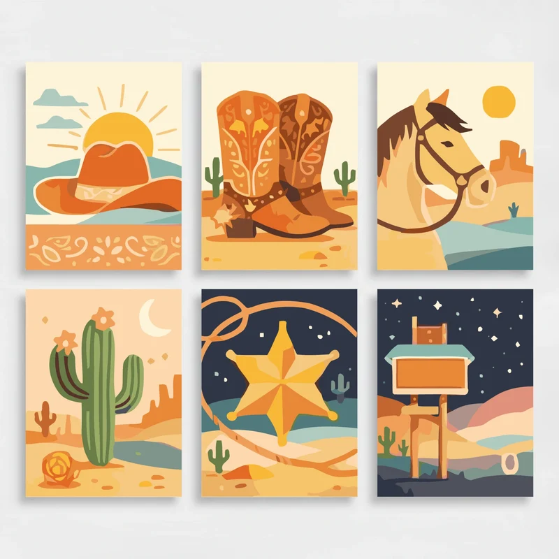 Western - Mini Paint by Numbers Set