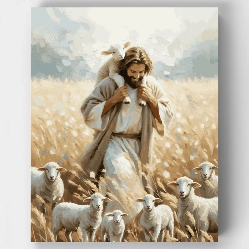 The Good Shepherd with Lambs - Paint by Numbers Kit