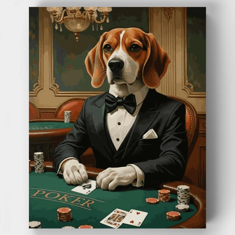 Sophisticated Beagle at Poker Table - Paint by Numbers Kit