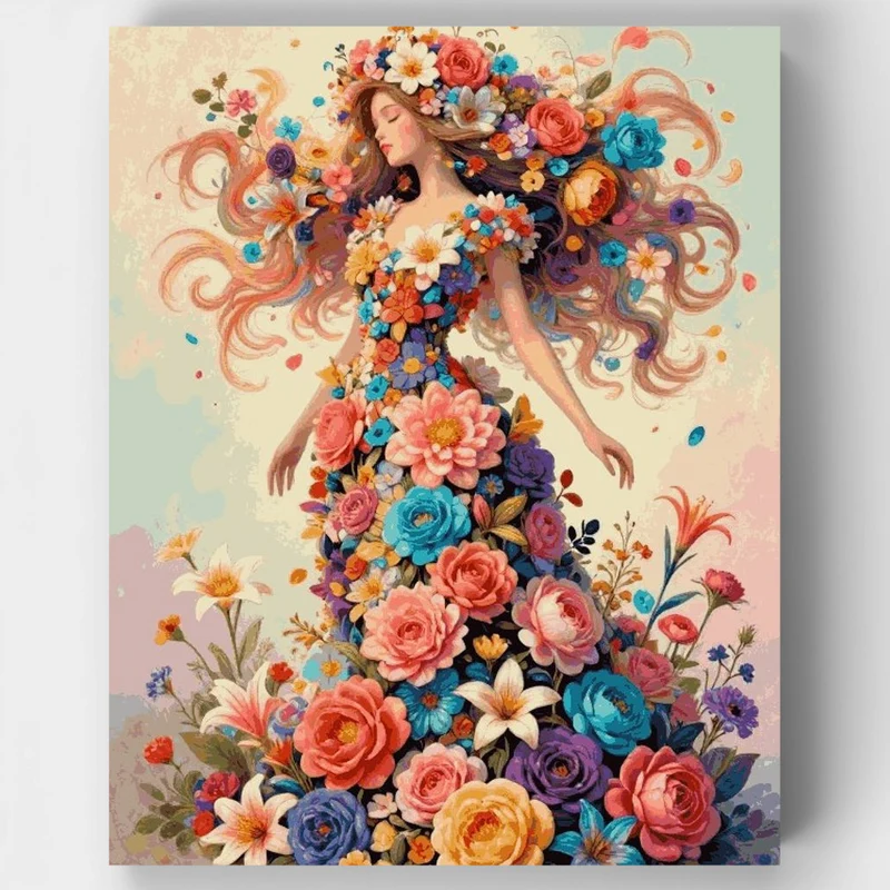 "Floral Symphony Goddess" Paint by Numbers Kit