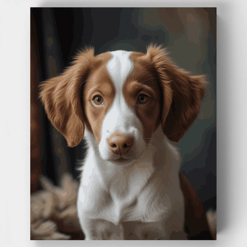 Sweet Brown and White Spaniel Puppy - Paint by Numbers Kit