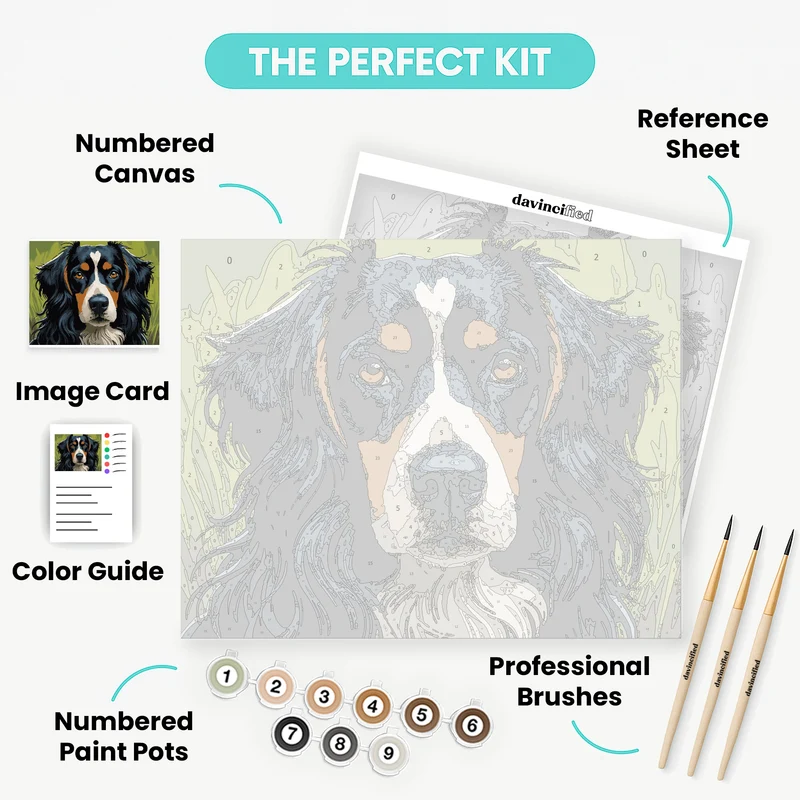 Bernese Mountain Dog Portrait - Paint by Numbers Kit