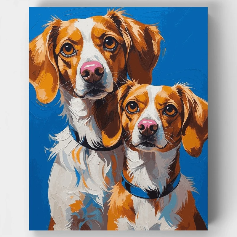Two Adorable Spaniels Portrait - Paint by Numbers Kit