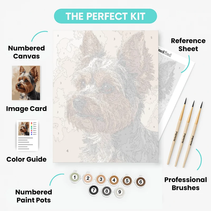 Charming Yorkshire Terrier with Silky Coat - Paint by Numbers Kit