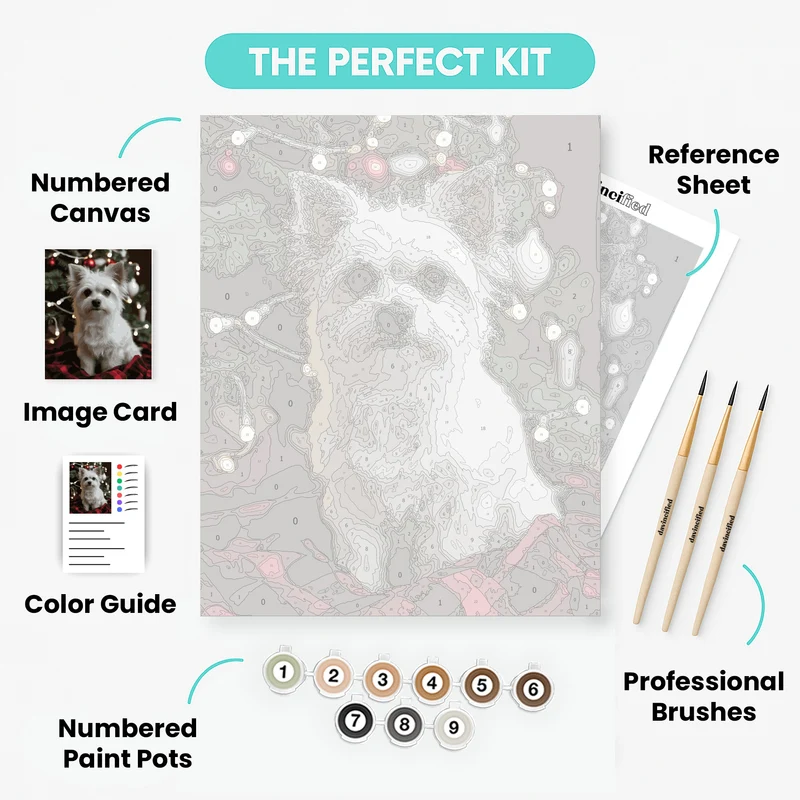 Adorable Yorkie Christmas Portrait - Paint by Numbers Kit