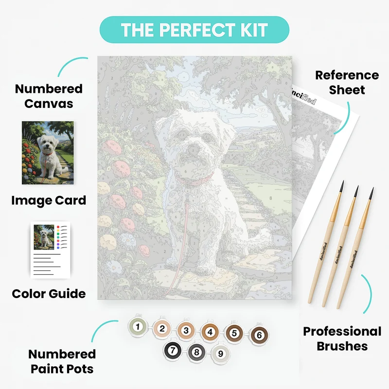 Adorable Westie in Garden Paradise - Paint by Numbers Kit