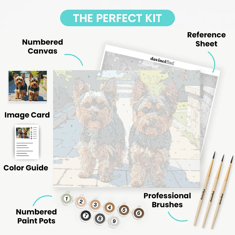 Two Adorable Yorkshire Terriers - Paint by Numbers Kit