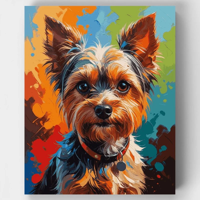 Colorful Yorkshire Terrier Portrait - Paint by Numbers Kit