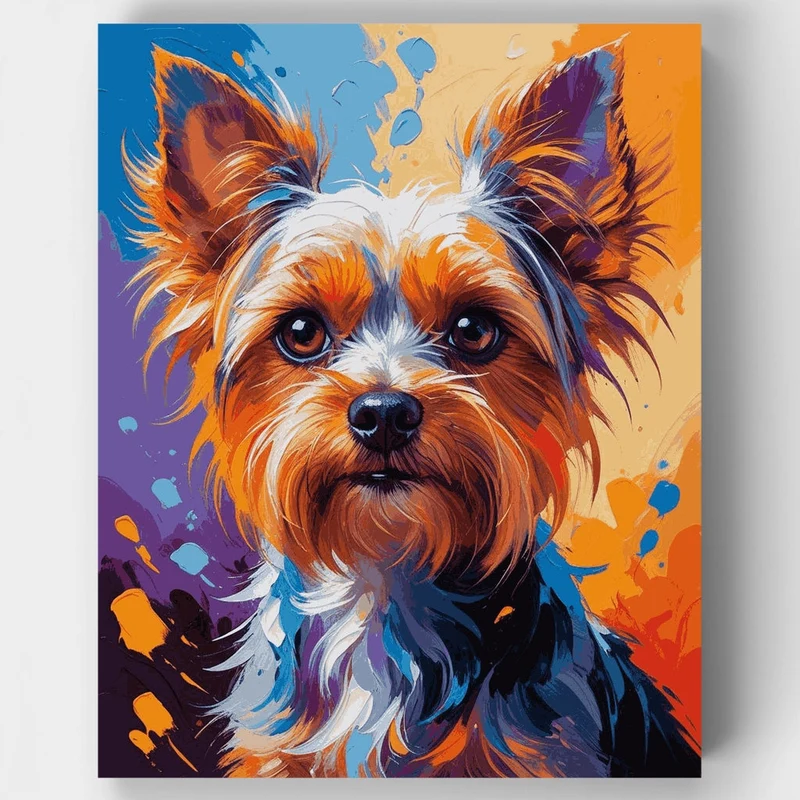 Vibrant Yorkshire Terrier Portrait - Paint by Numbers Kit