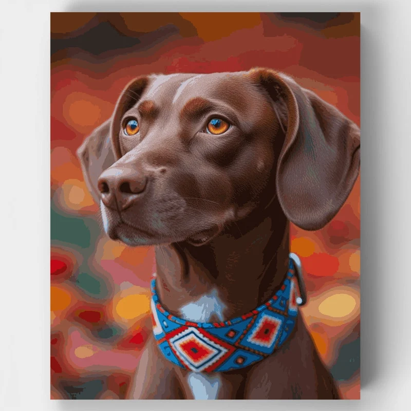 Chocolate Labrador with African Pattern Bandana - Paint by Numbers Kit