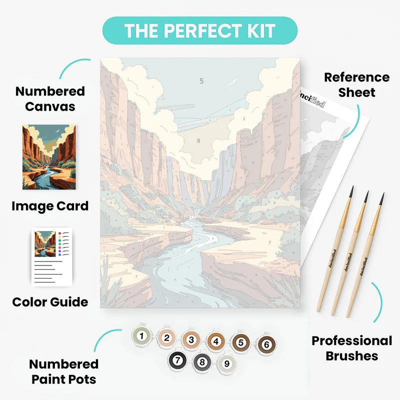Red Rock Canyon River Landscape - Paint by Numbers Kit