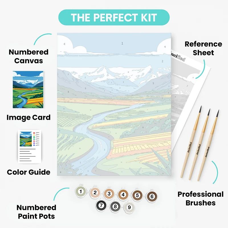 Mountain Valley Agricultural Fields - Paint by Numbers Kit