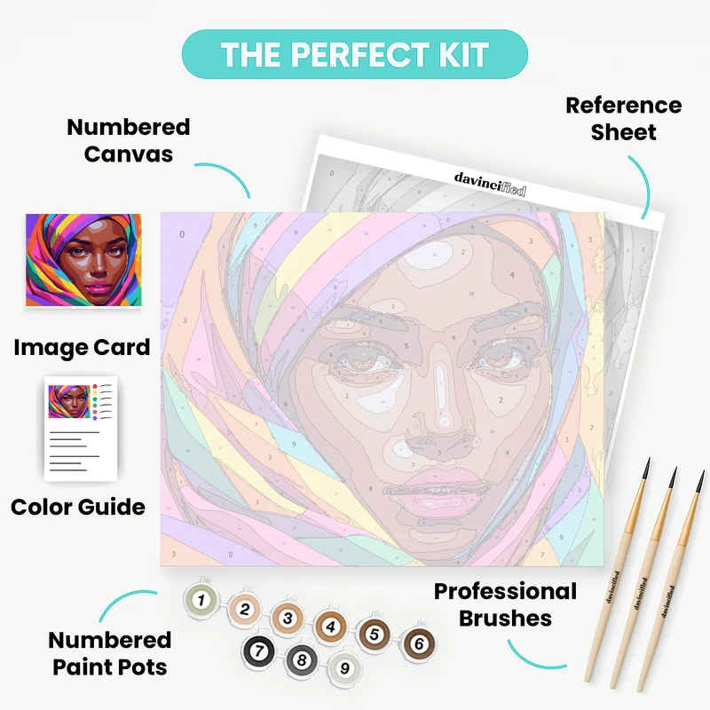 Colorful African Woman with Rainbow Headwrap - Paint by Numbers Kit