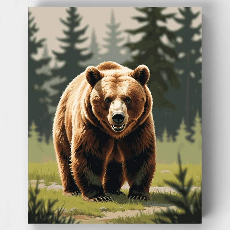 Brown Bear in Forest - Paint by Numbers Kit