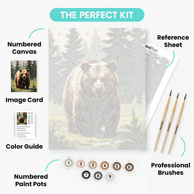 Brown Bear in Forest - Paint by Numbers Kit