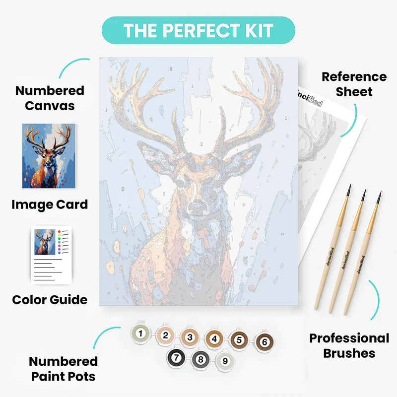 Colorful Deer Portrait - Paint by Numbers Kit