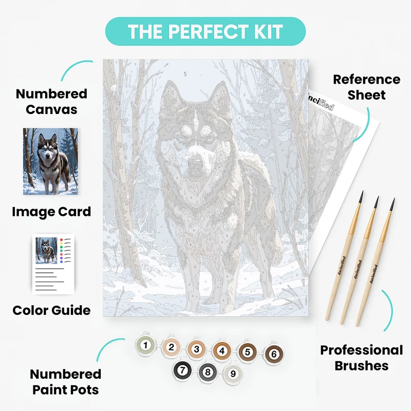 Husky in Winter Forest - Paint by Numbers Kit