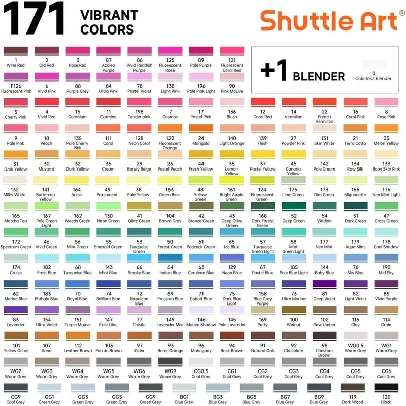 172-teiliges Alkohol Marker Set mit Blender & Zubehör