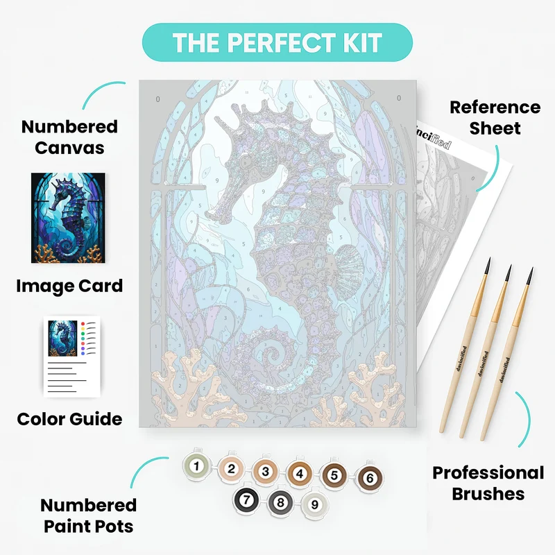 Stained Glass Seahorse - Paint by Numbers Kit