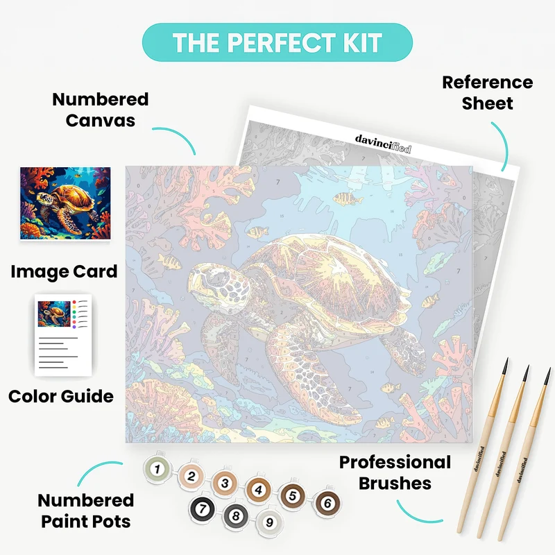 Sea Turtle Coral Reef Adventure - Paint by Numbers Kit